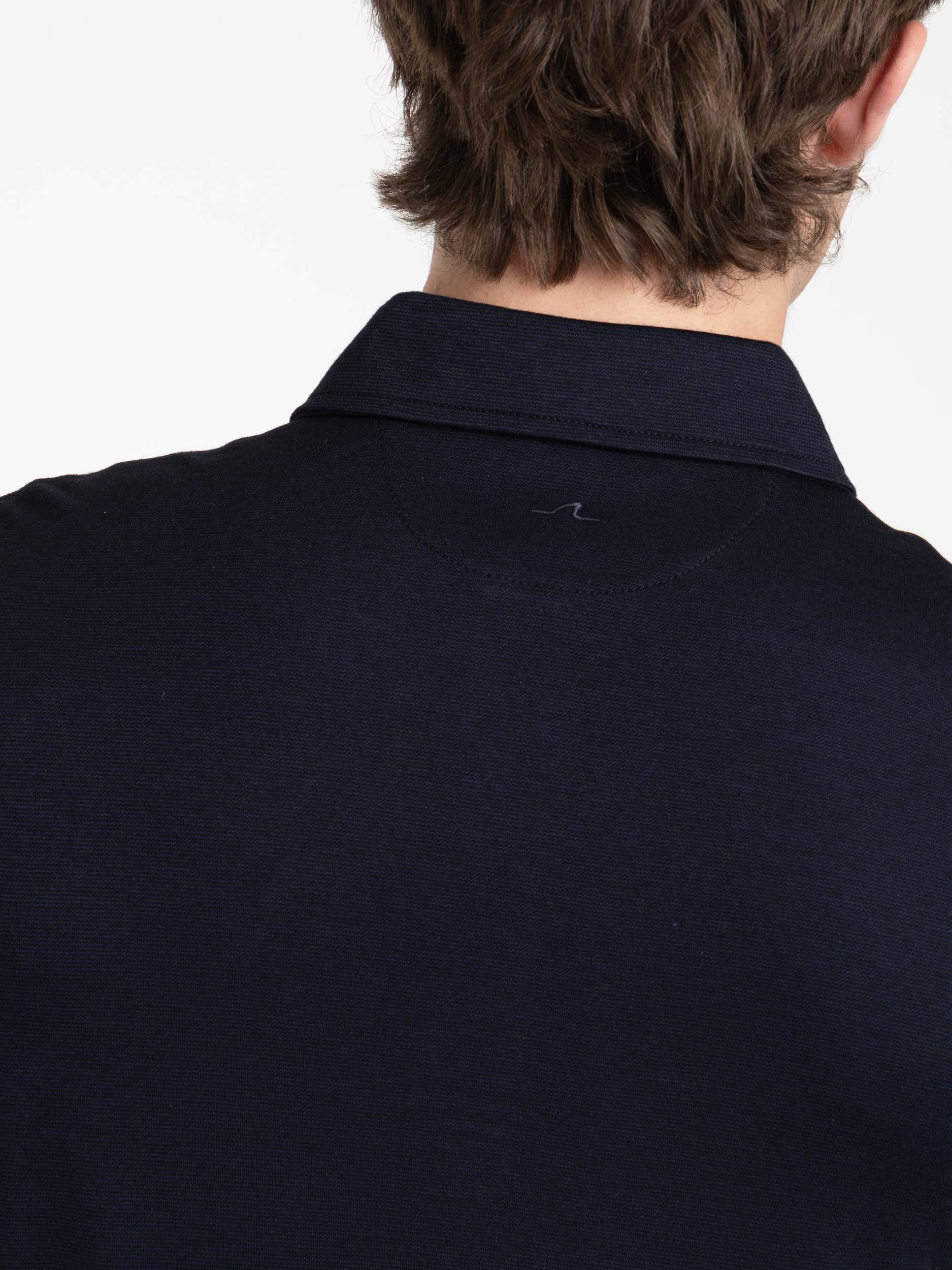 Navy Cotton Tencel Polo Shirt