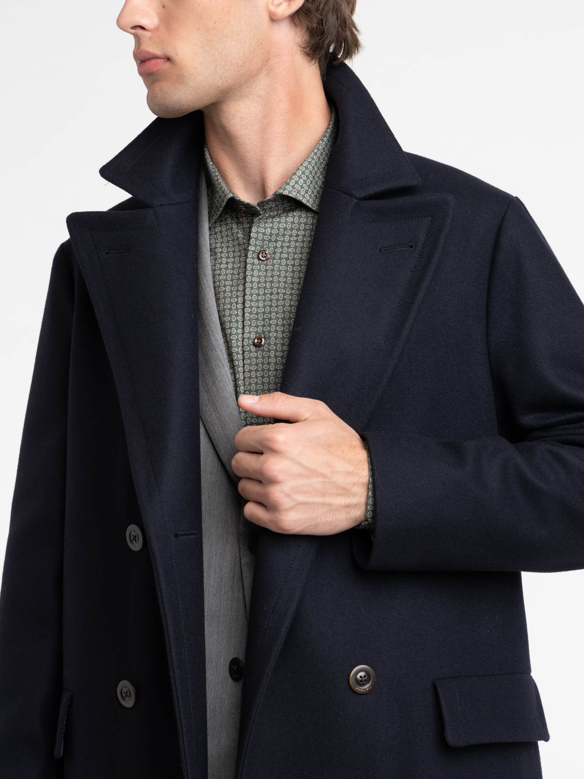 Navy Double-Breasted Topcoat