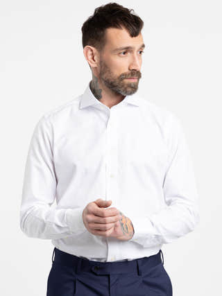 Emanuel Berg White Slim Fit Dress Shirt