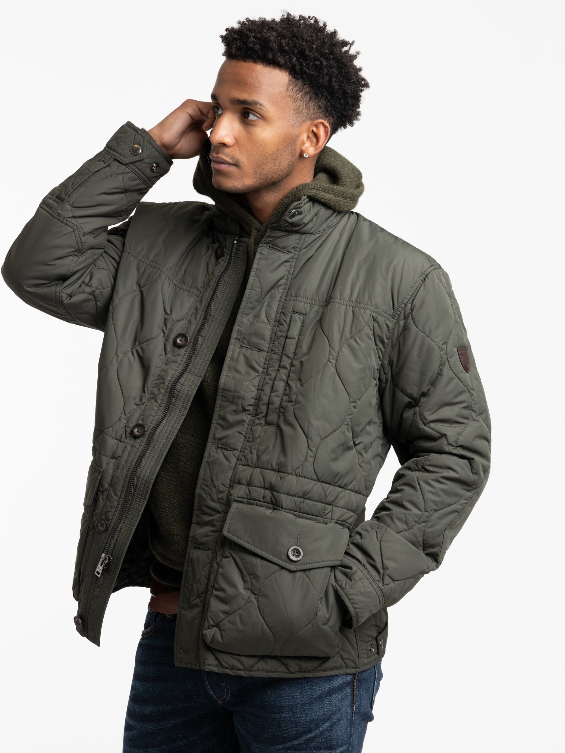 Quilted olive green jacket hotsell