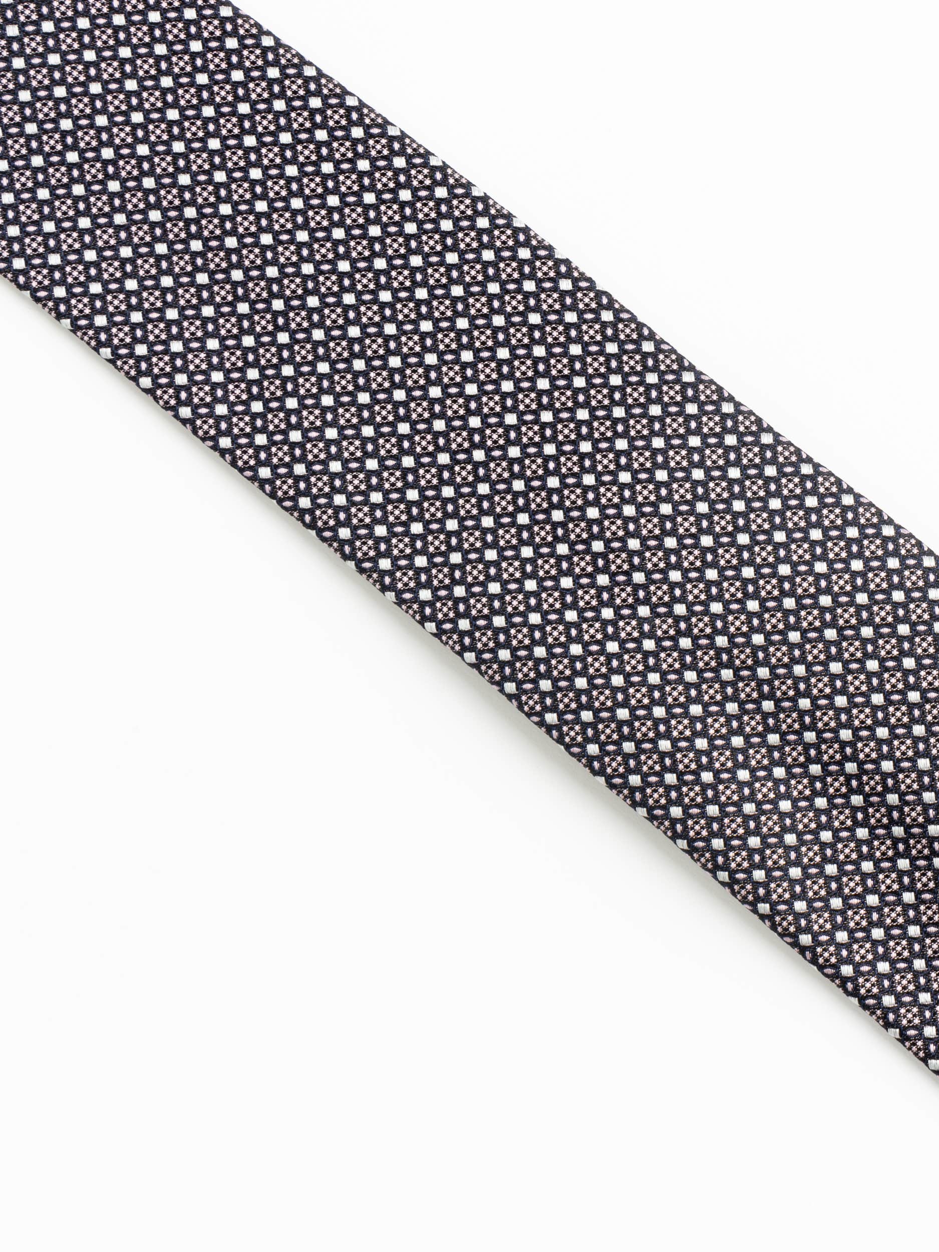 Pink/Navy Pattern Silk Tie