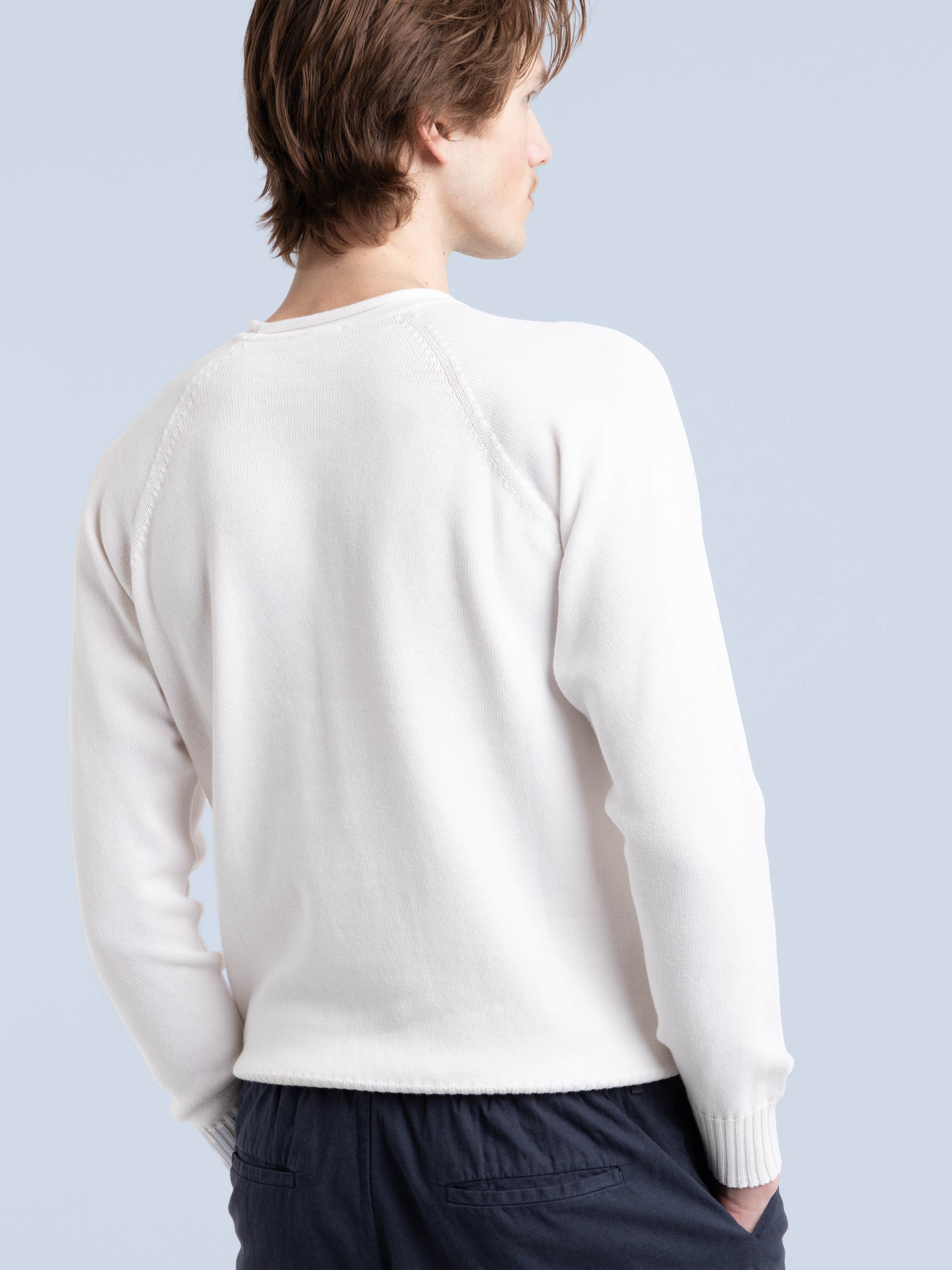 White Cotton Crewneck Sweater