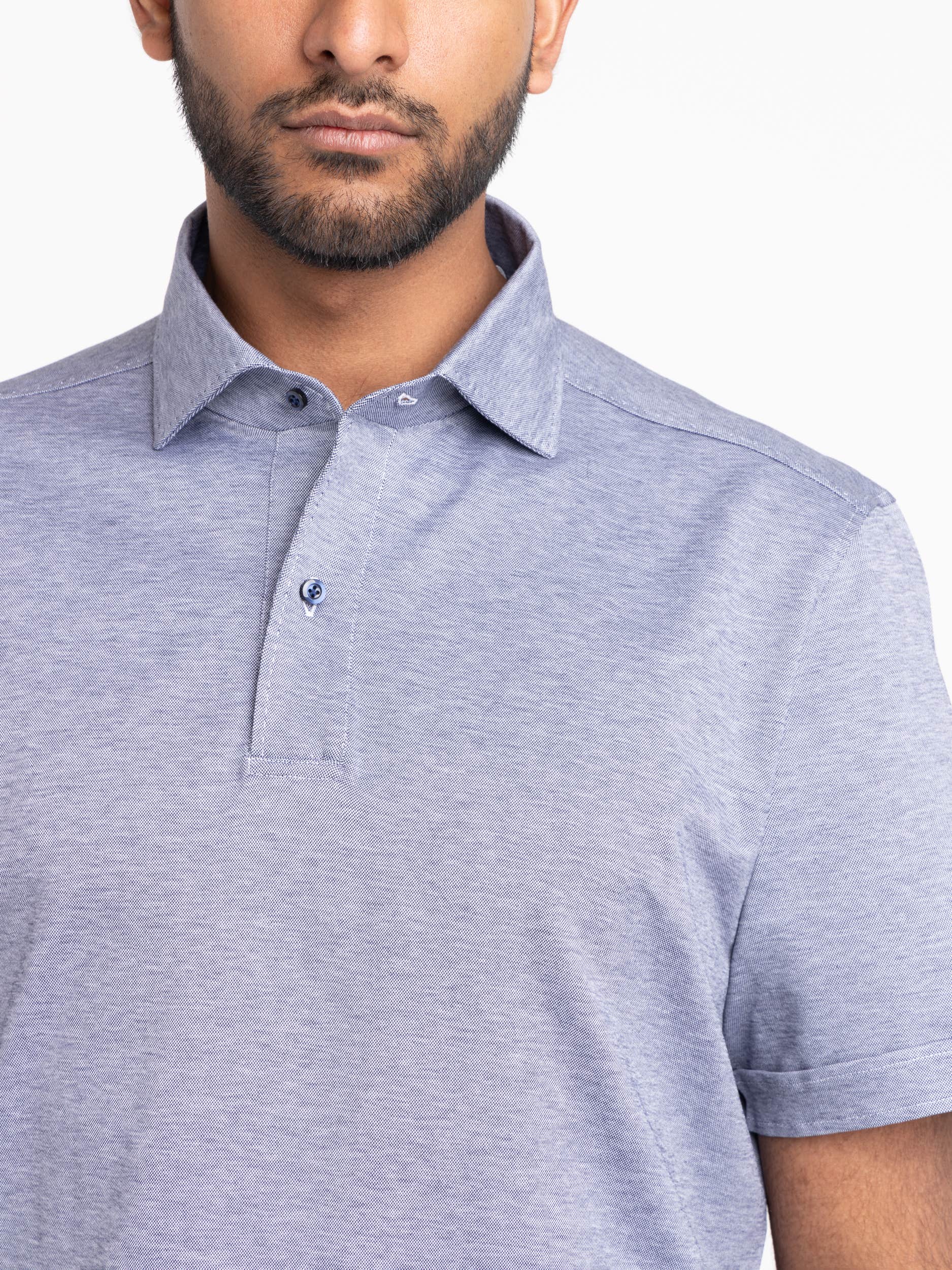 Blue Jersey Short Sleeve Polo Shirt