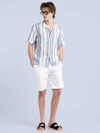 04651 / A trip in a bag White Seersucker Bermudas