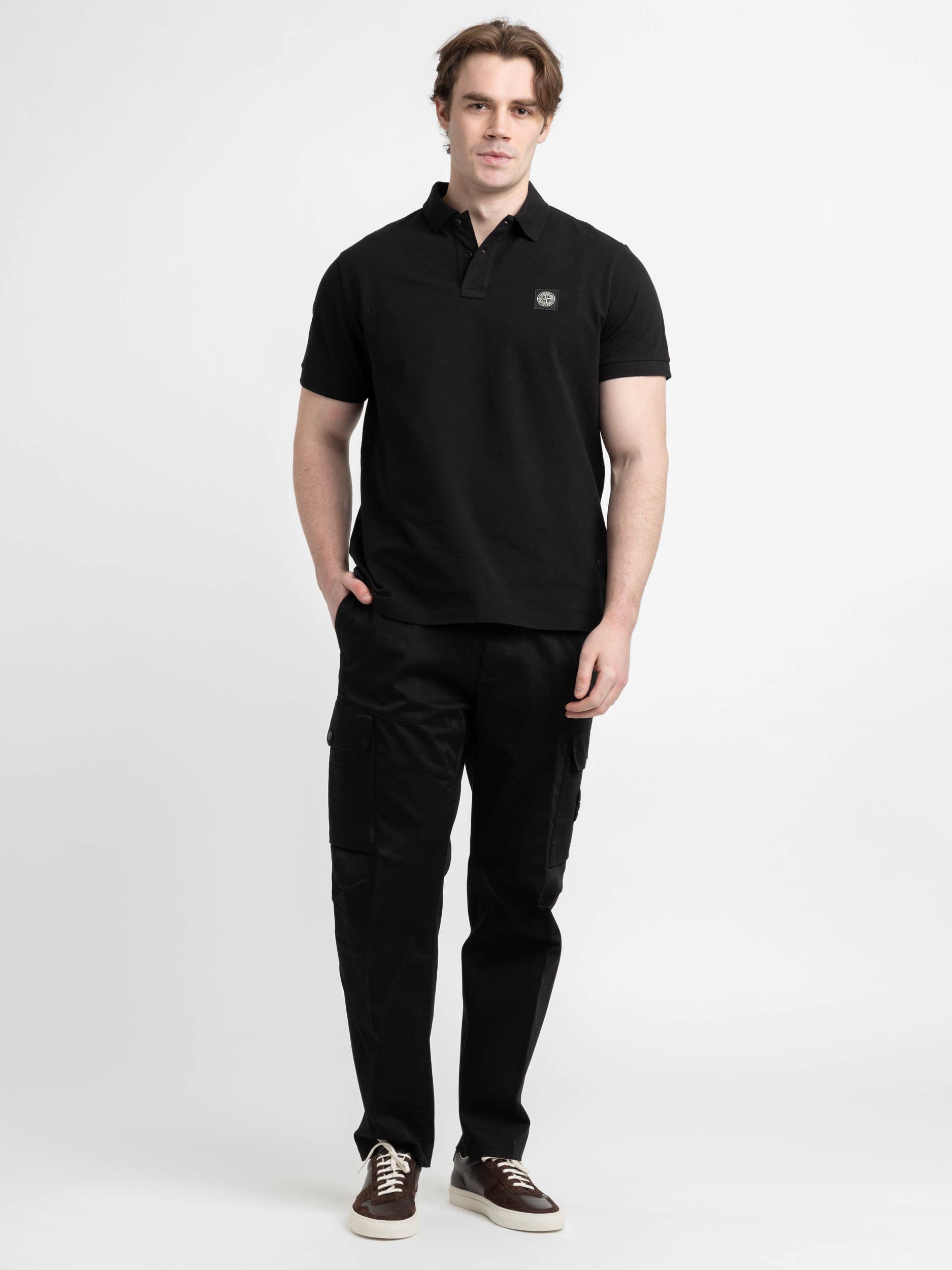 Black Short-Sleeve Polo
