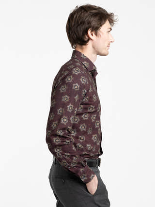 Emanuel Berg Dark Brown Flower Modern 4-Flex Dress Shirt