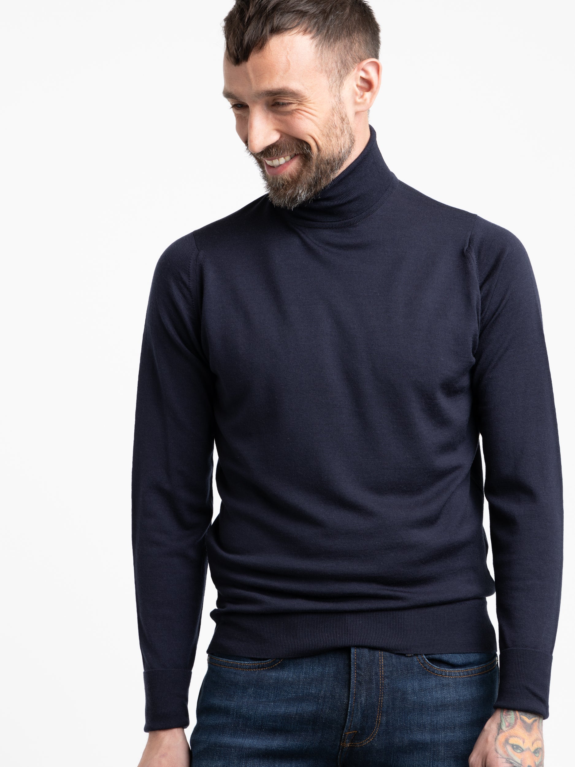 Midnight Richards Extra Fine Merino Wool Sweater The Helm Clothing