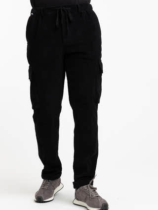 04651 / A trip in a bag Black Corduroy Jogger Pants with Cargo Pockets