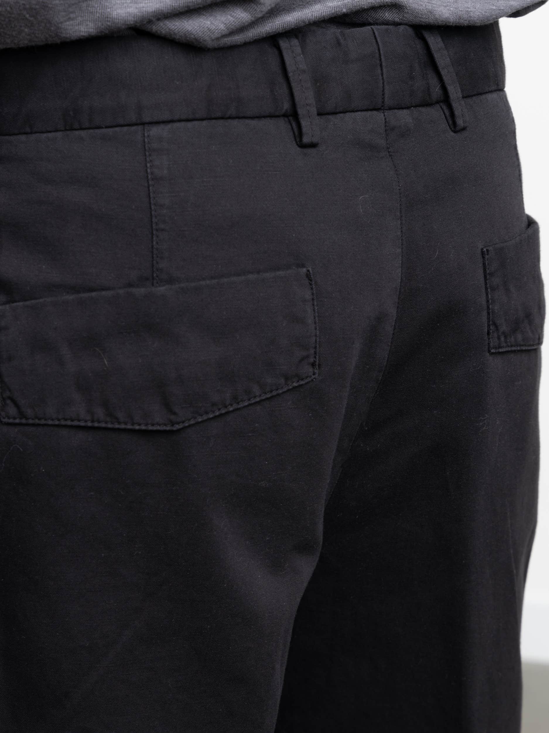 Black Cotton-Linen Shorts
