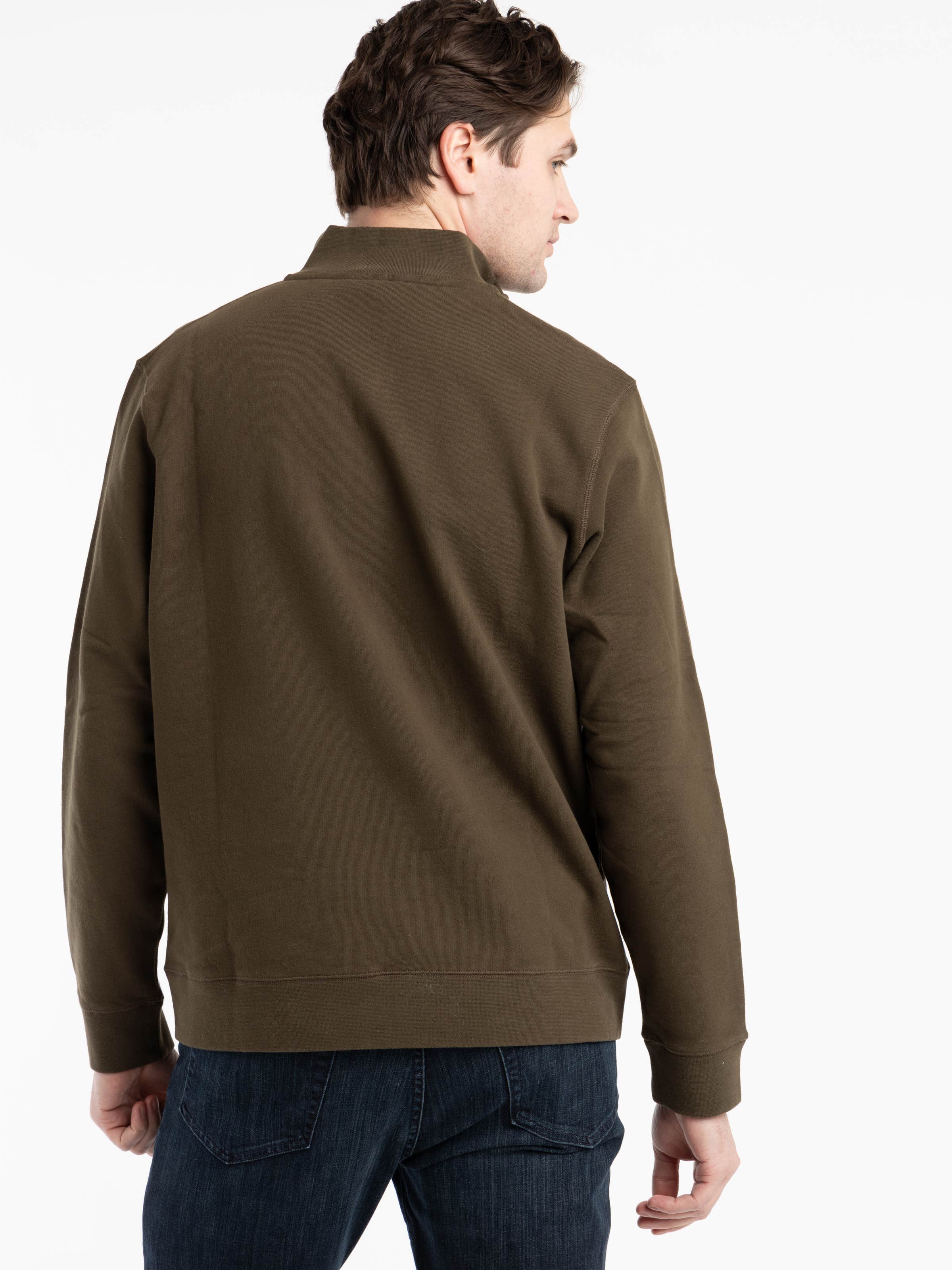 Olive Green Half Zip Loopback Sweatshirt