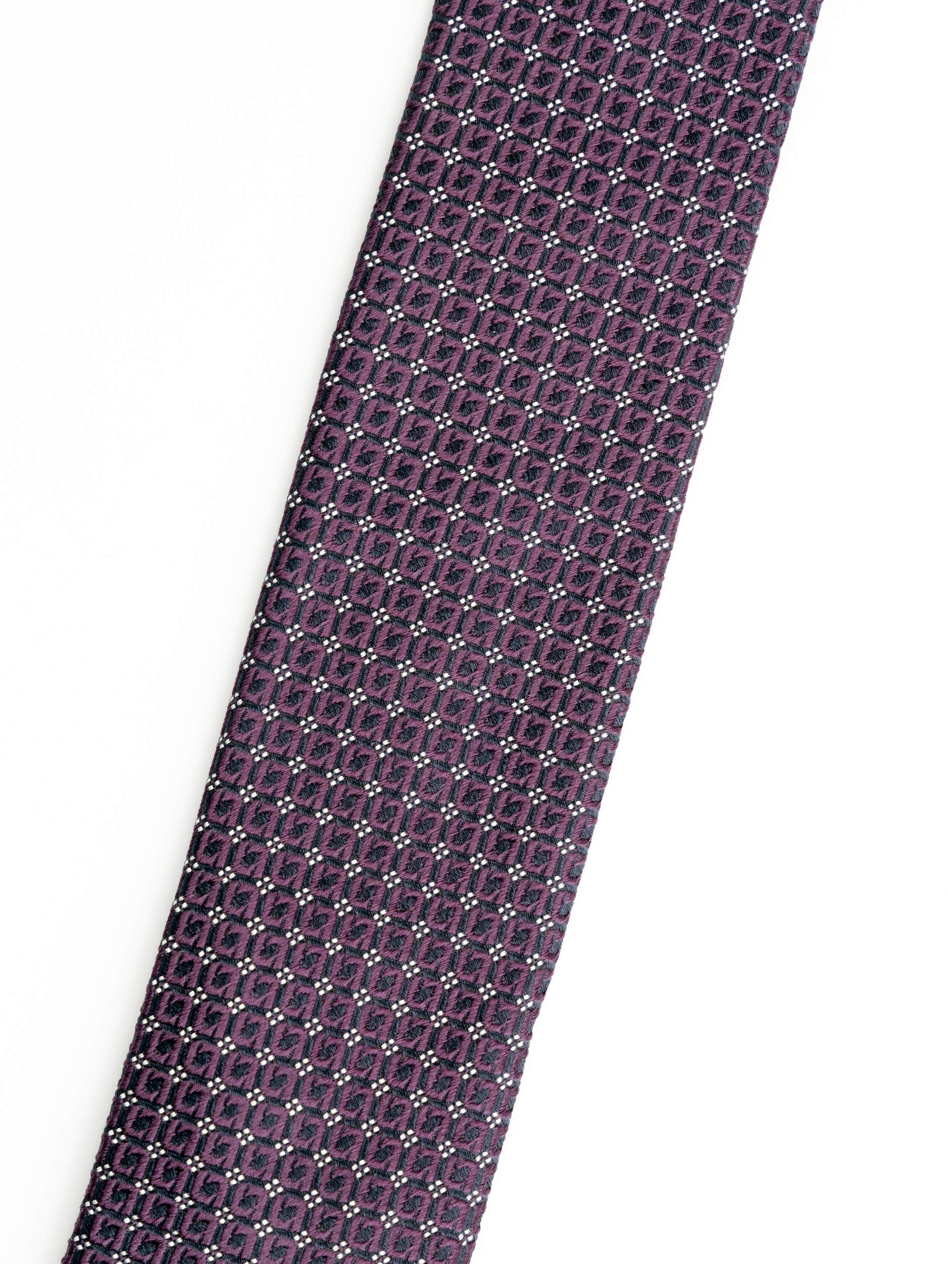 Wine/White Dotted Silk Tie