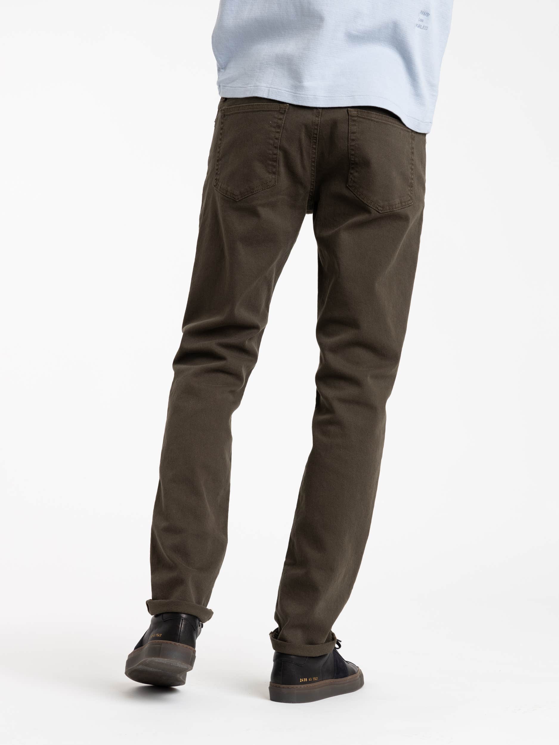 L'Homme Slim Twill Jeans in Garage Moss Green