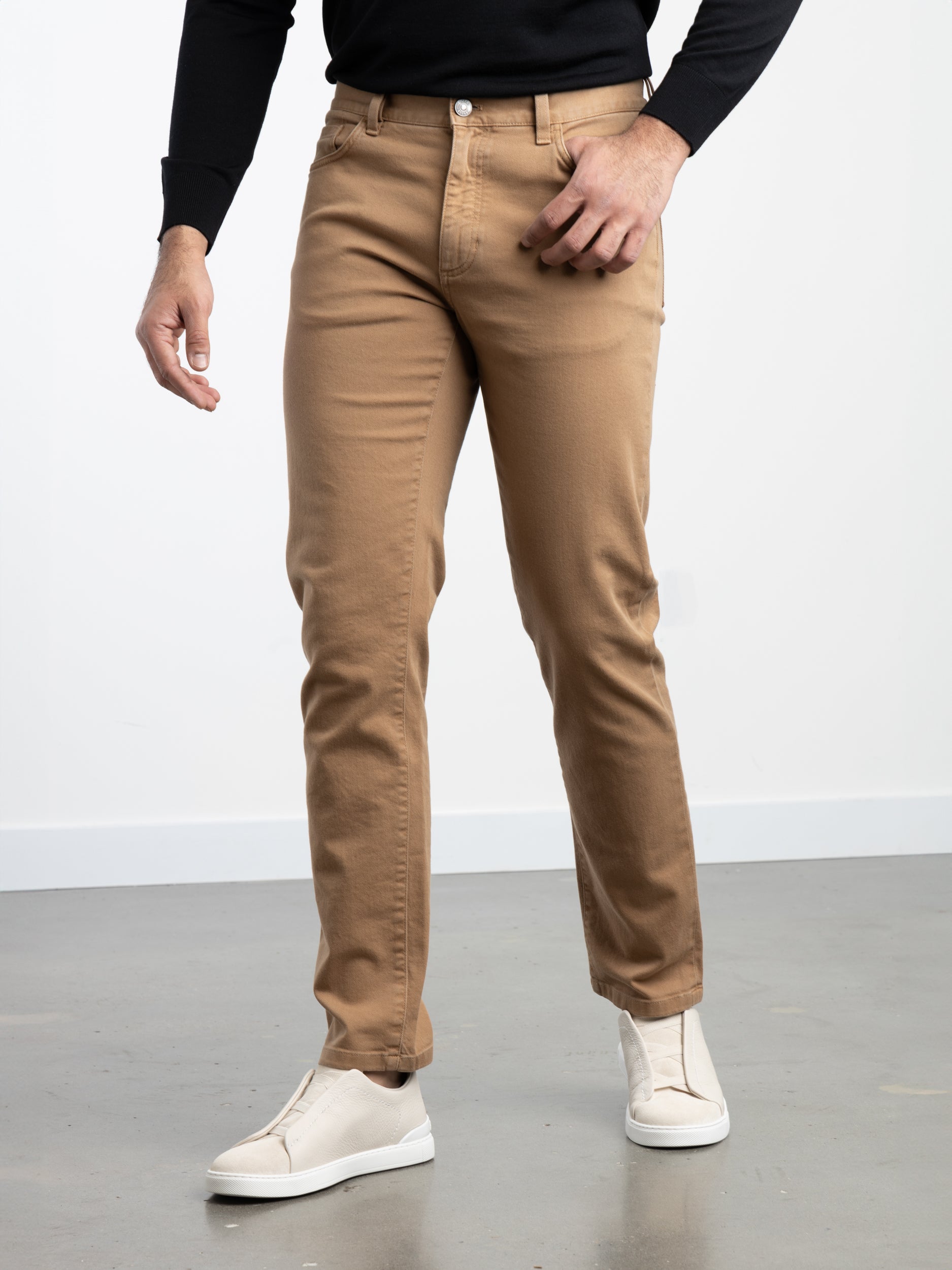 Dark Beige Stretch Roccia Jeans The Helm Clothing