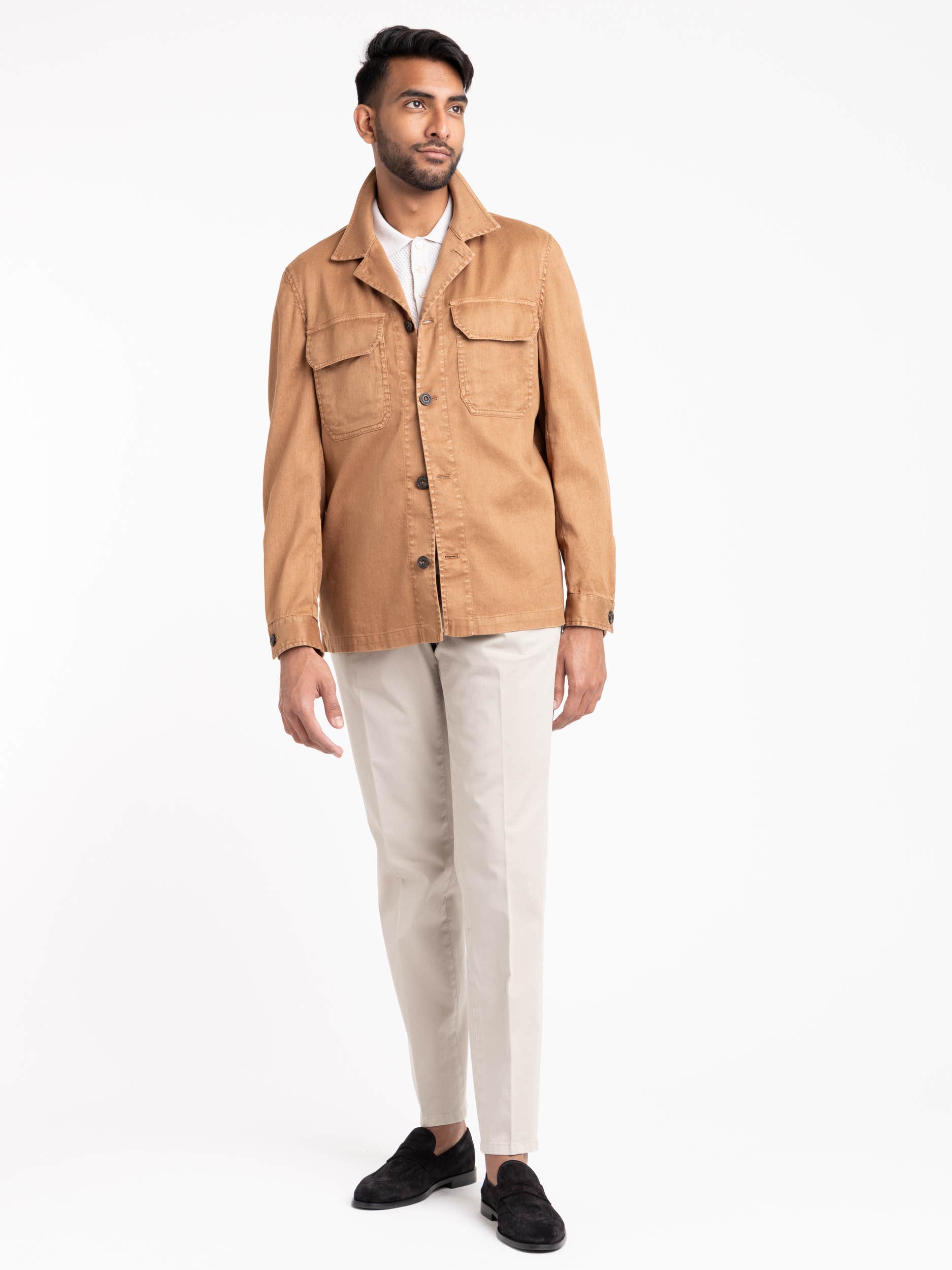 Brown Garment-Dyed Overshirt
