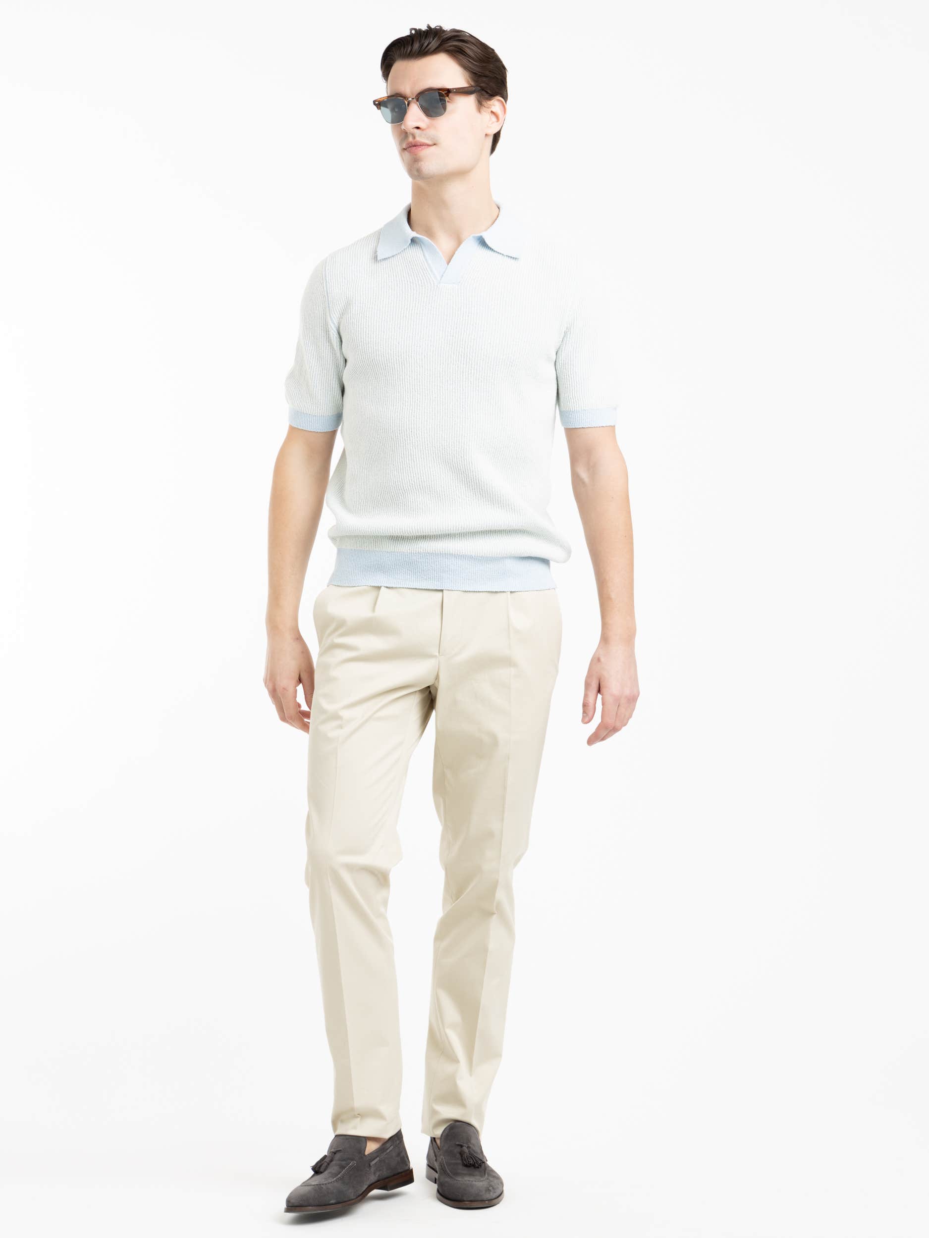 Light Brown Cotton Pleated Trousers