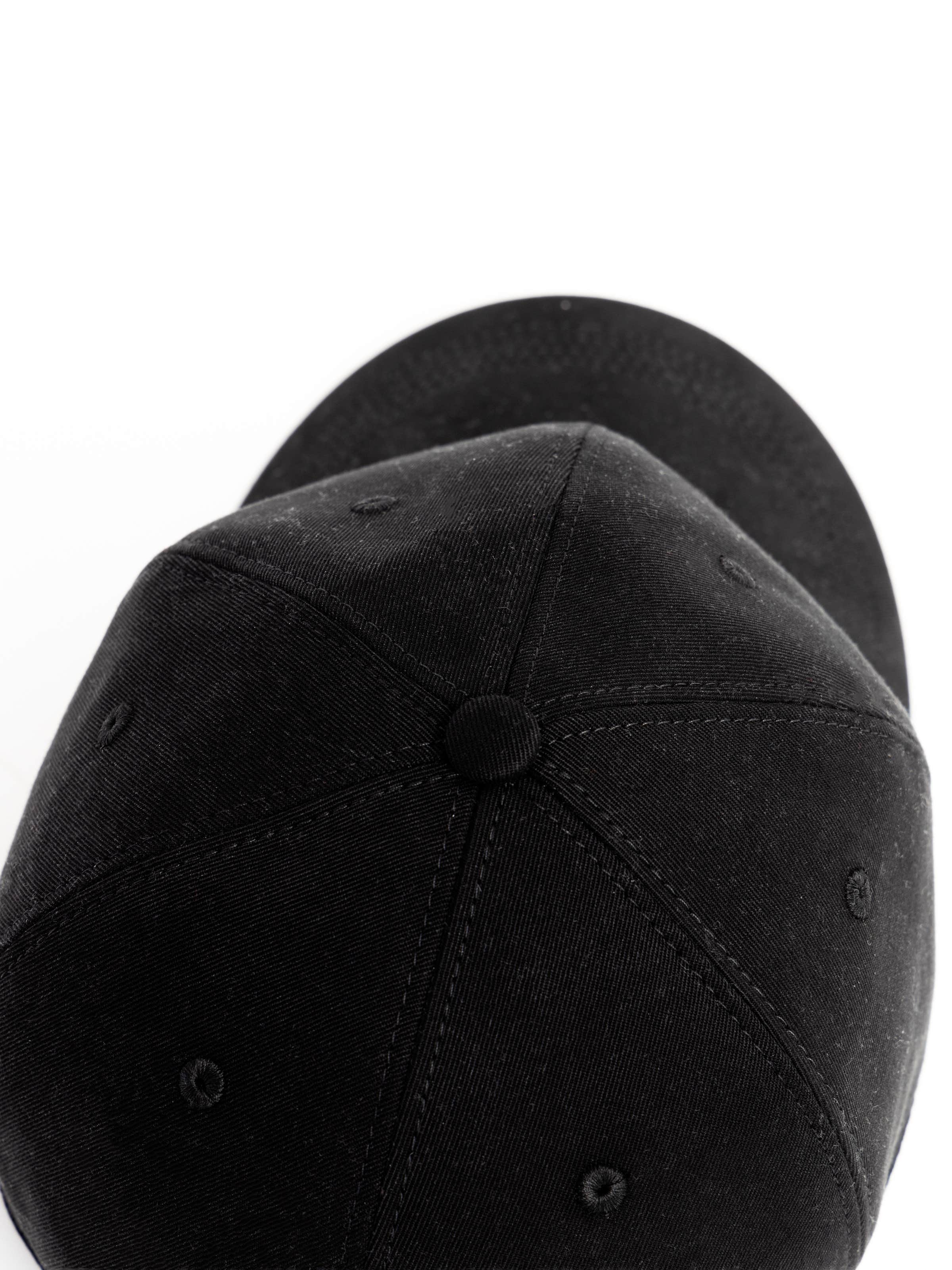 Black Baseball Cap in Twisted Cotton Gabardine with Embroidery