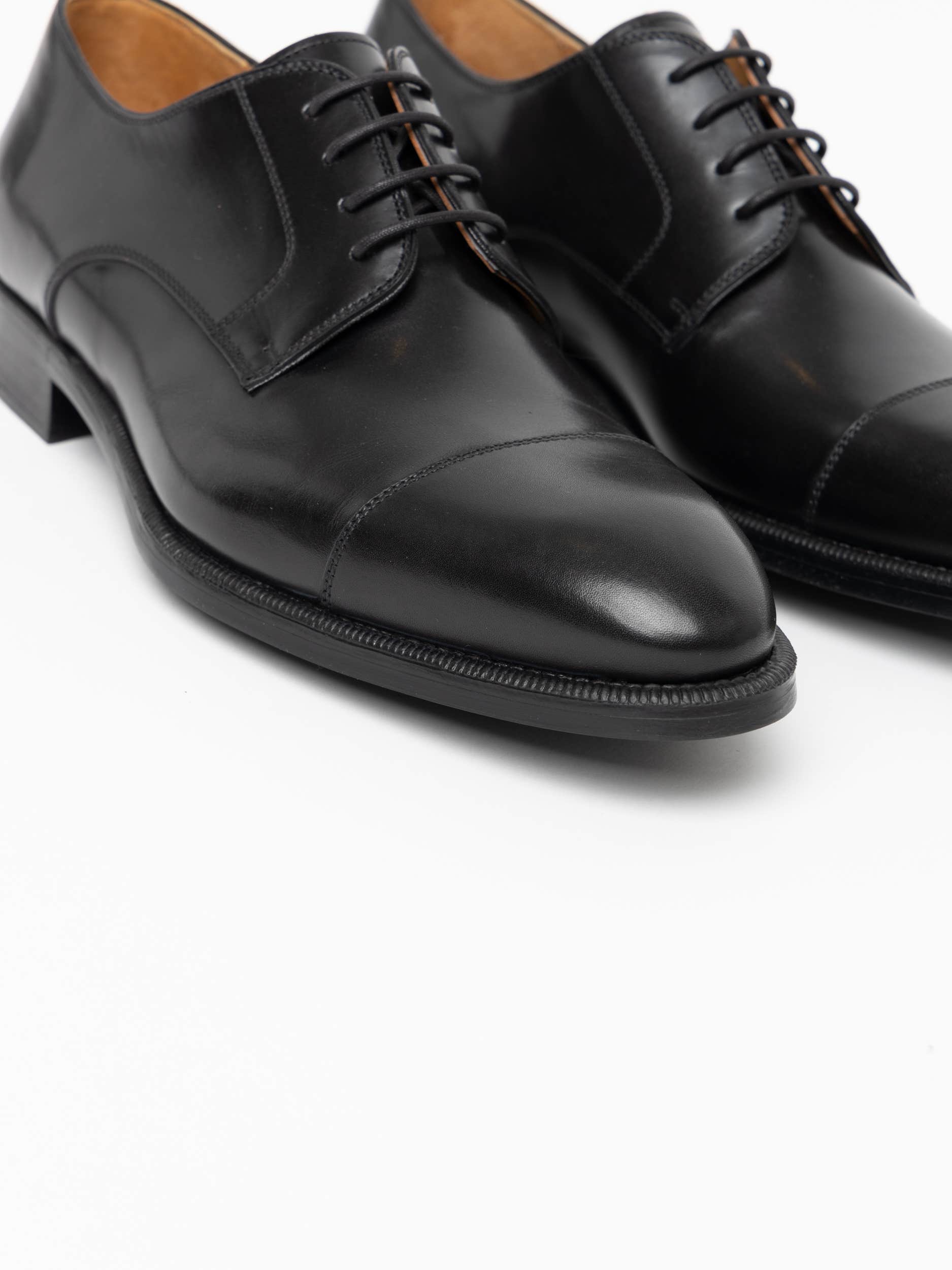 Black Leather Harlan Derby Shoes