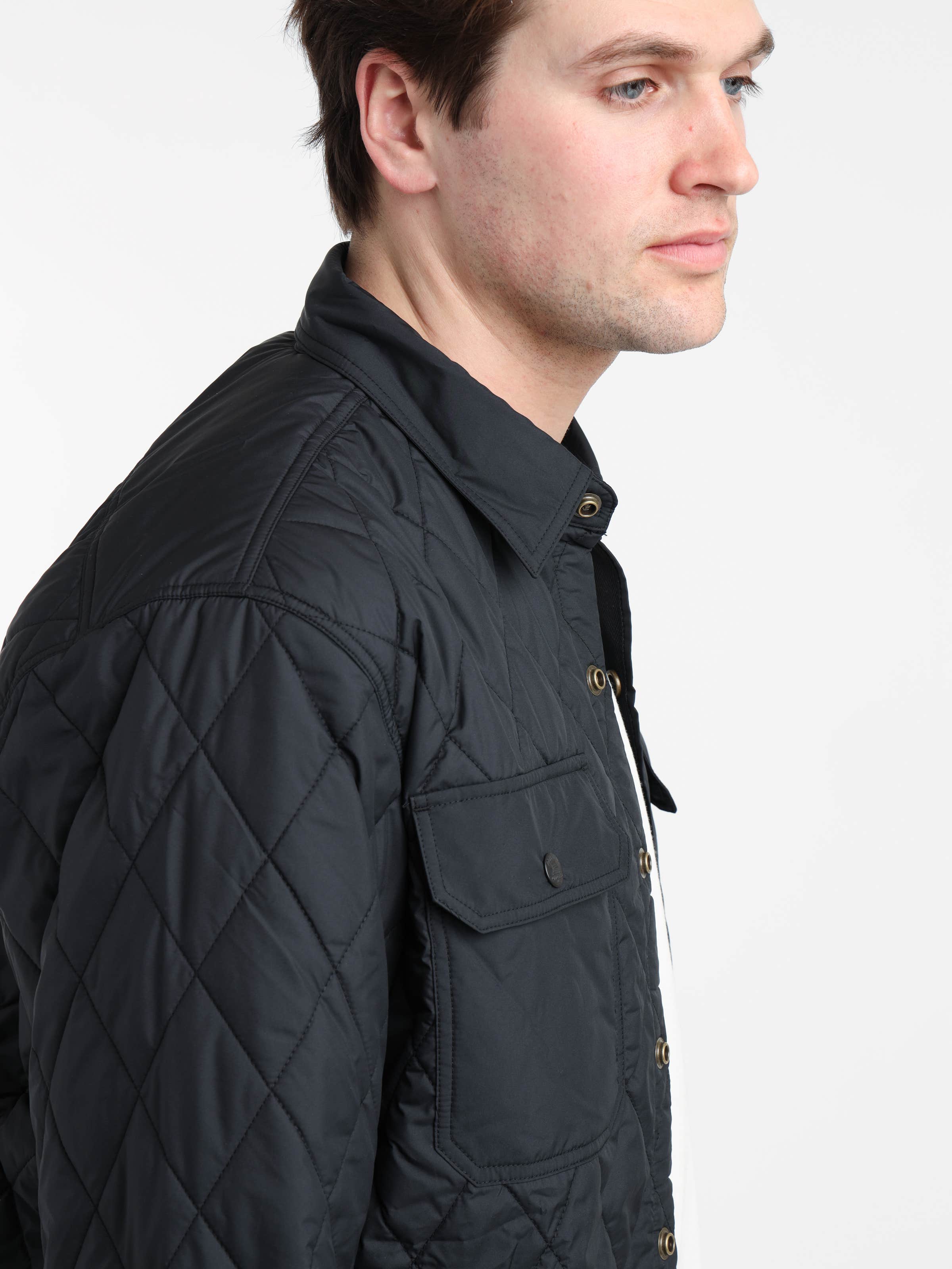 Black Quilted Shirt Jacket