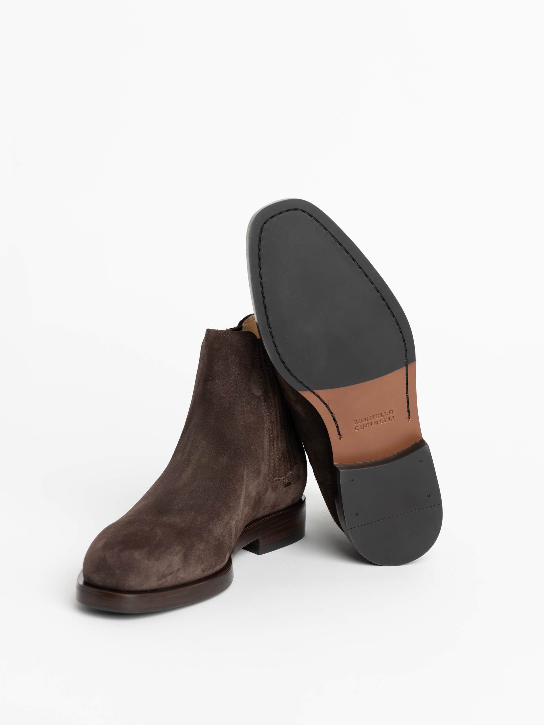 Dark Brown Suede Chelsea Boots