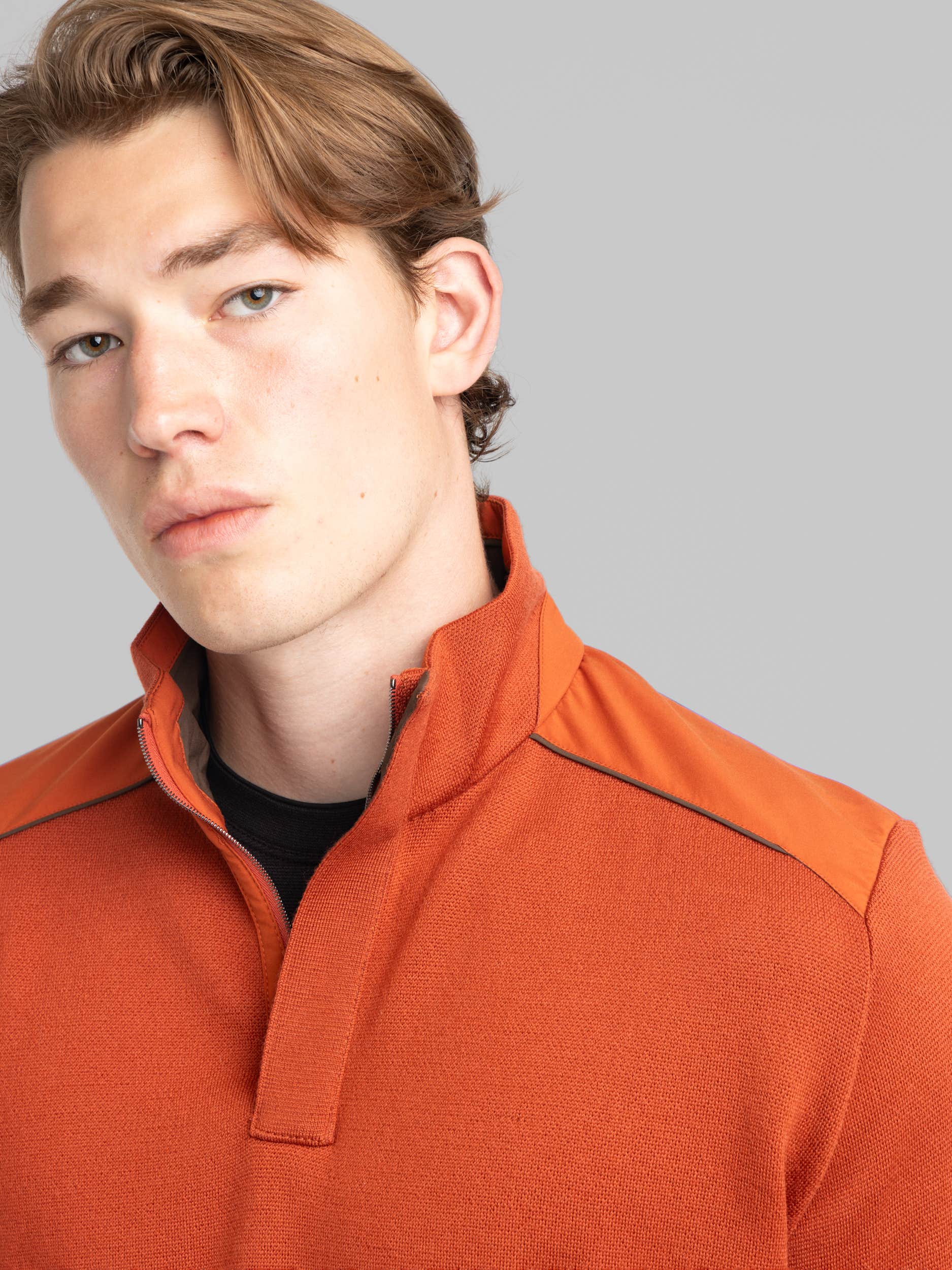 Orange Quarter Zip Knit