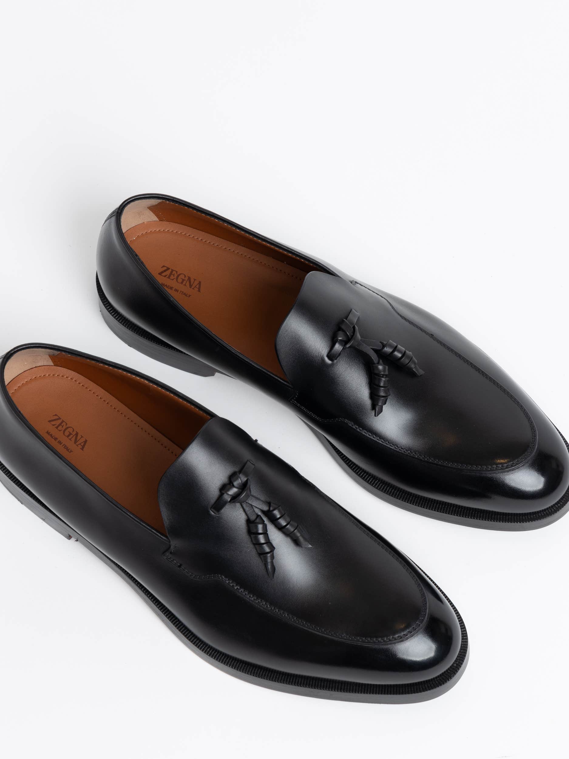 Black Leather Torino Loafers