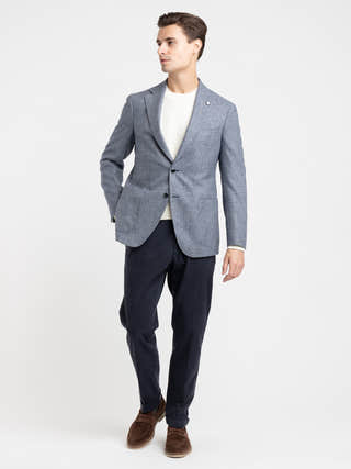 Luigi Bianchi Light Blue Check Wool-Alpaca Sport Jacket