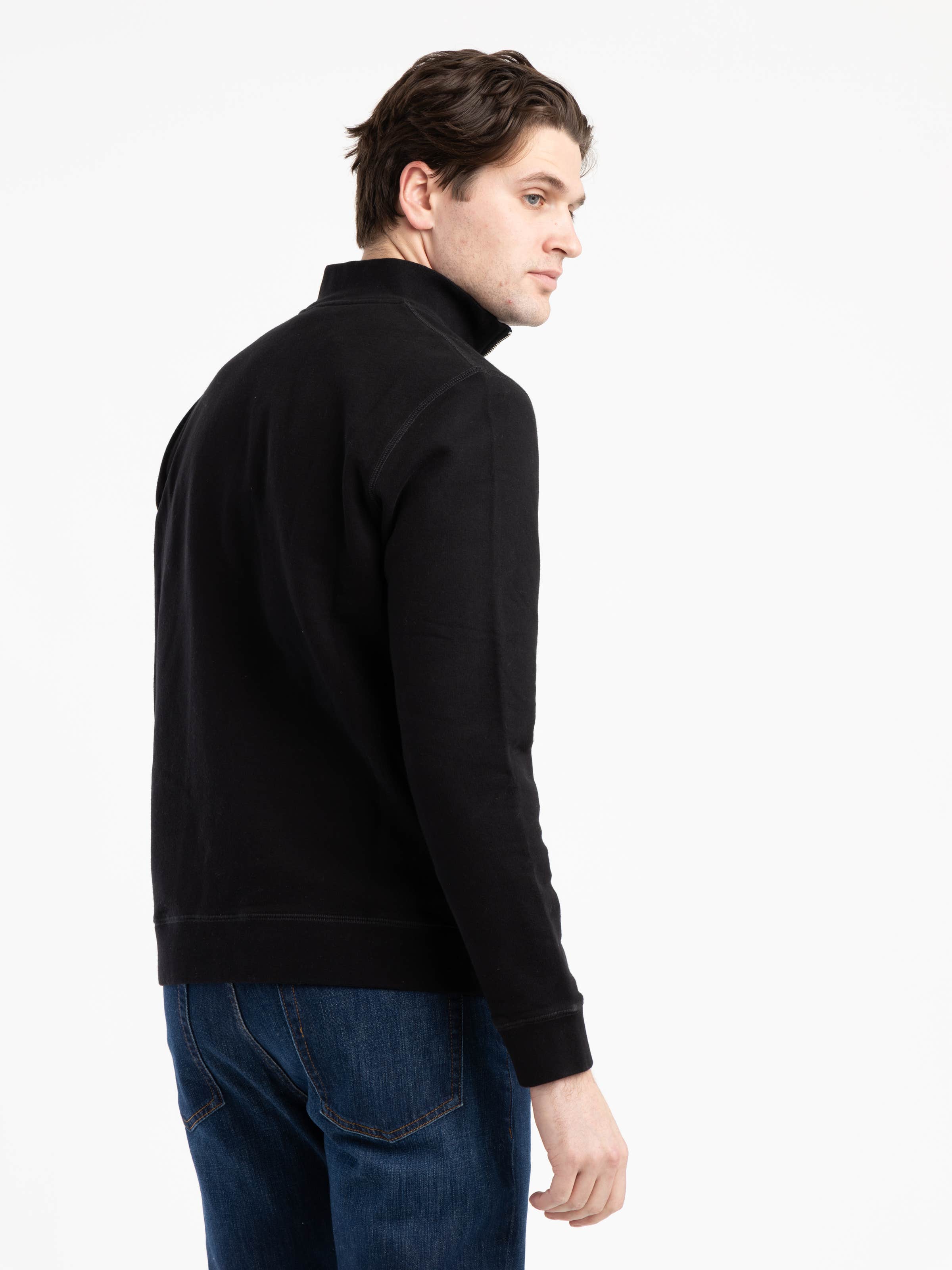 Black Half Zip Loopback Sweatshirt