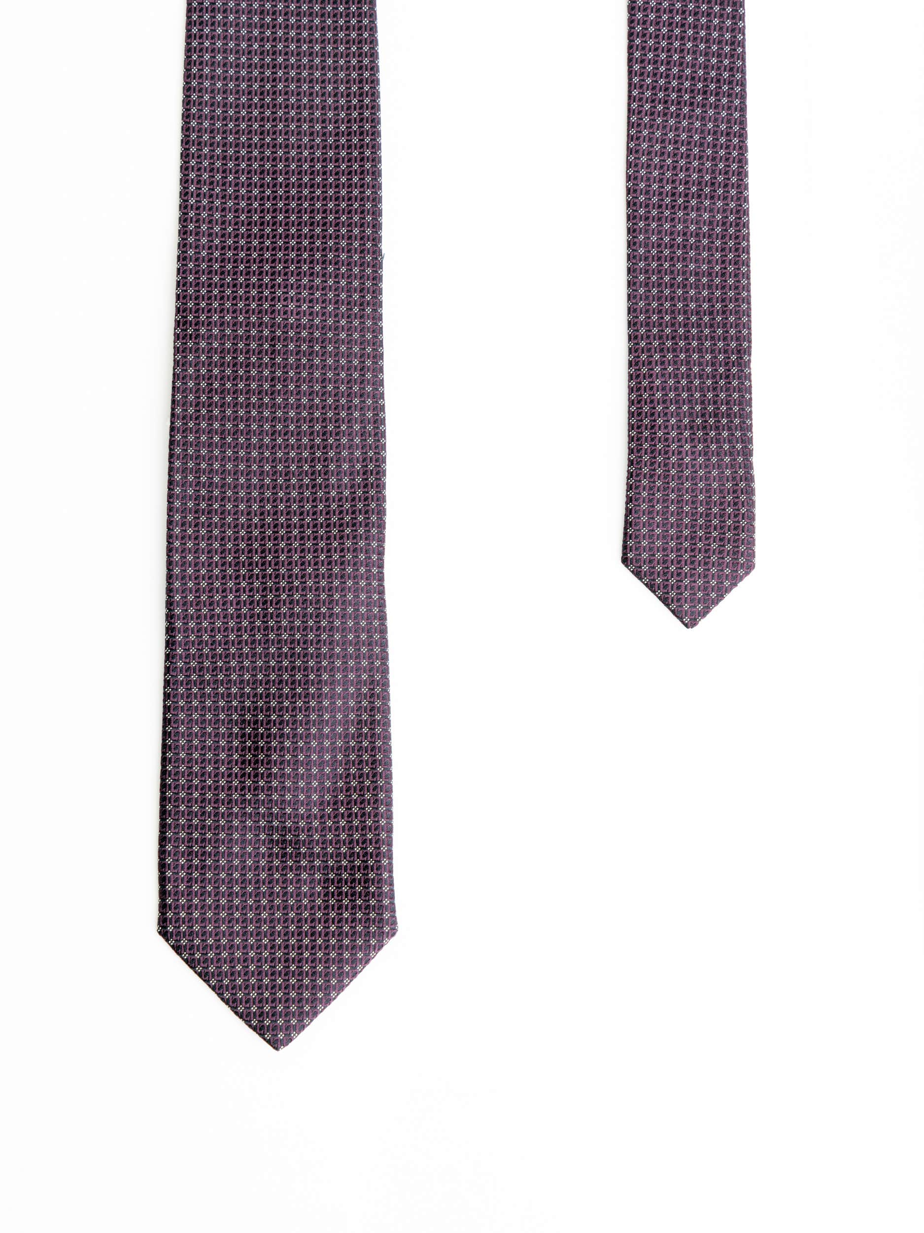 Wine/White Dotted Silk Tie