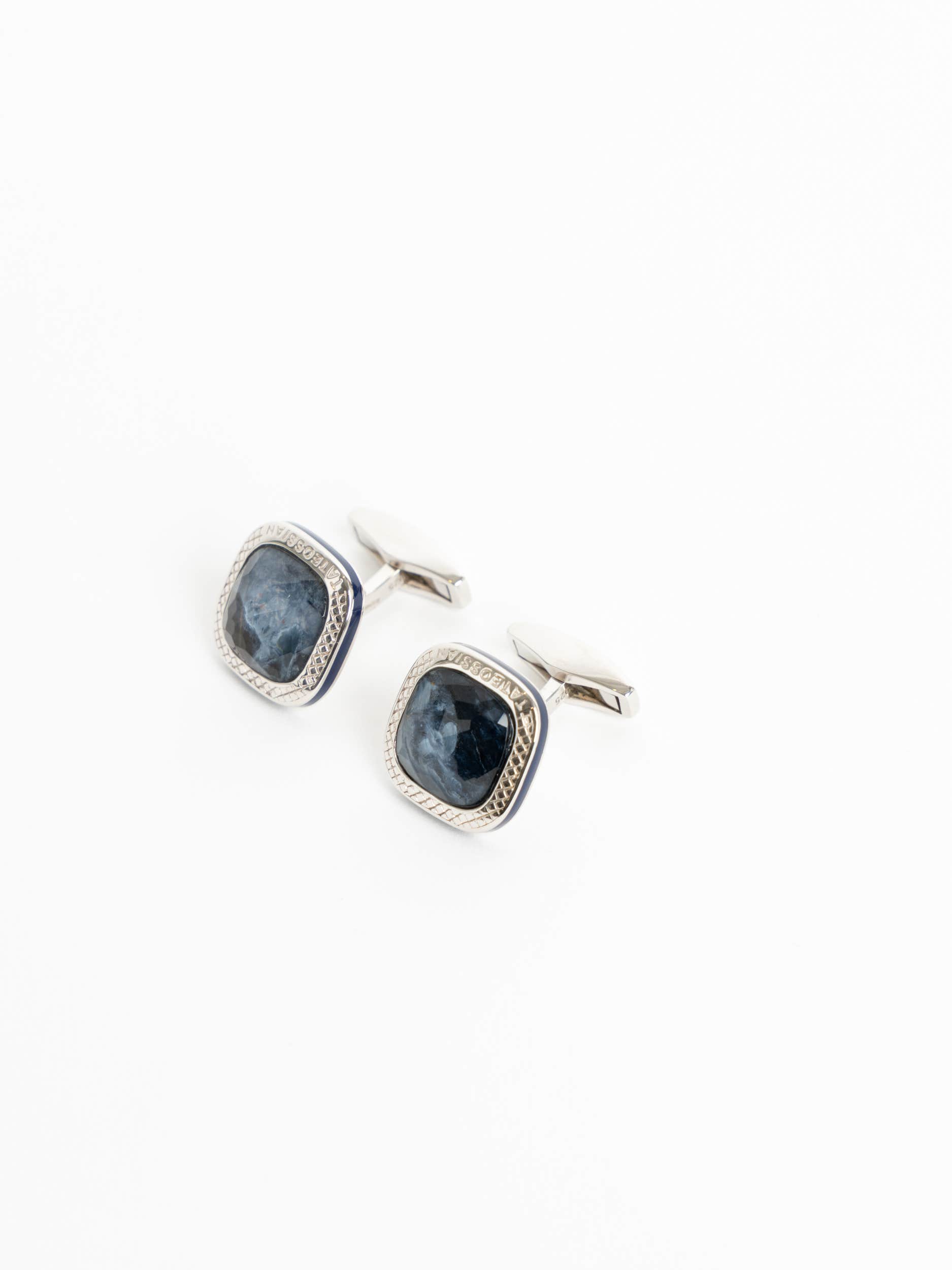 Dark Blue Pietersite Doppione Cushion Cufflinks