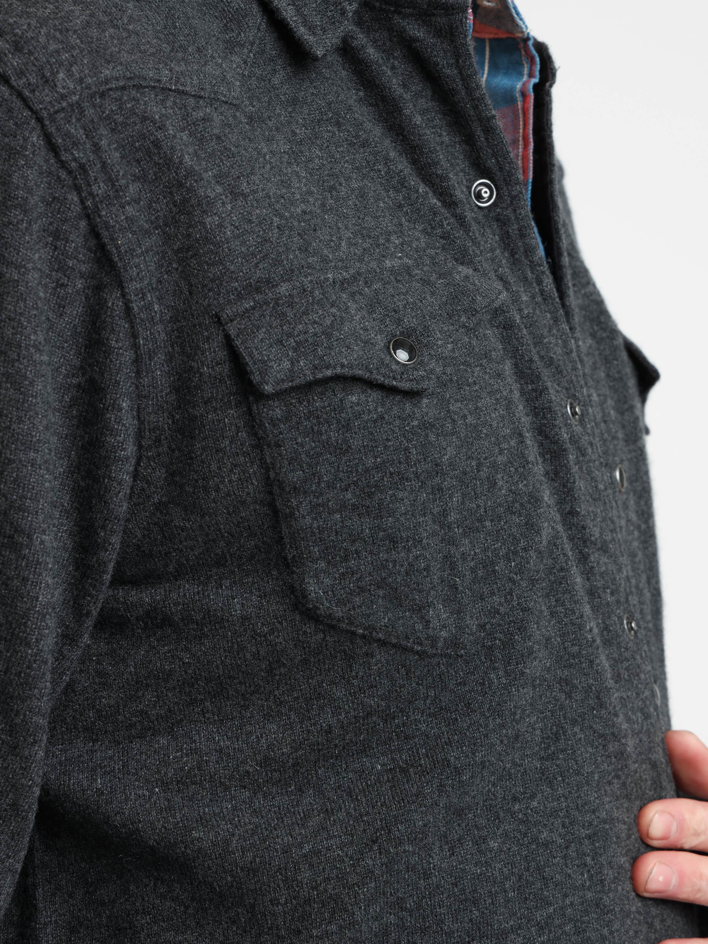 Grey Cashmere Western Overshirt