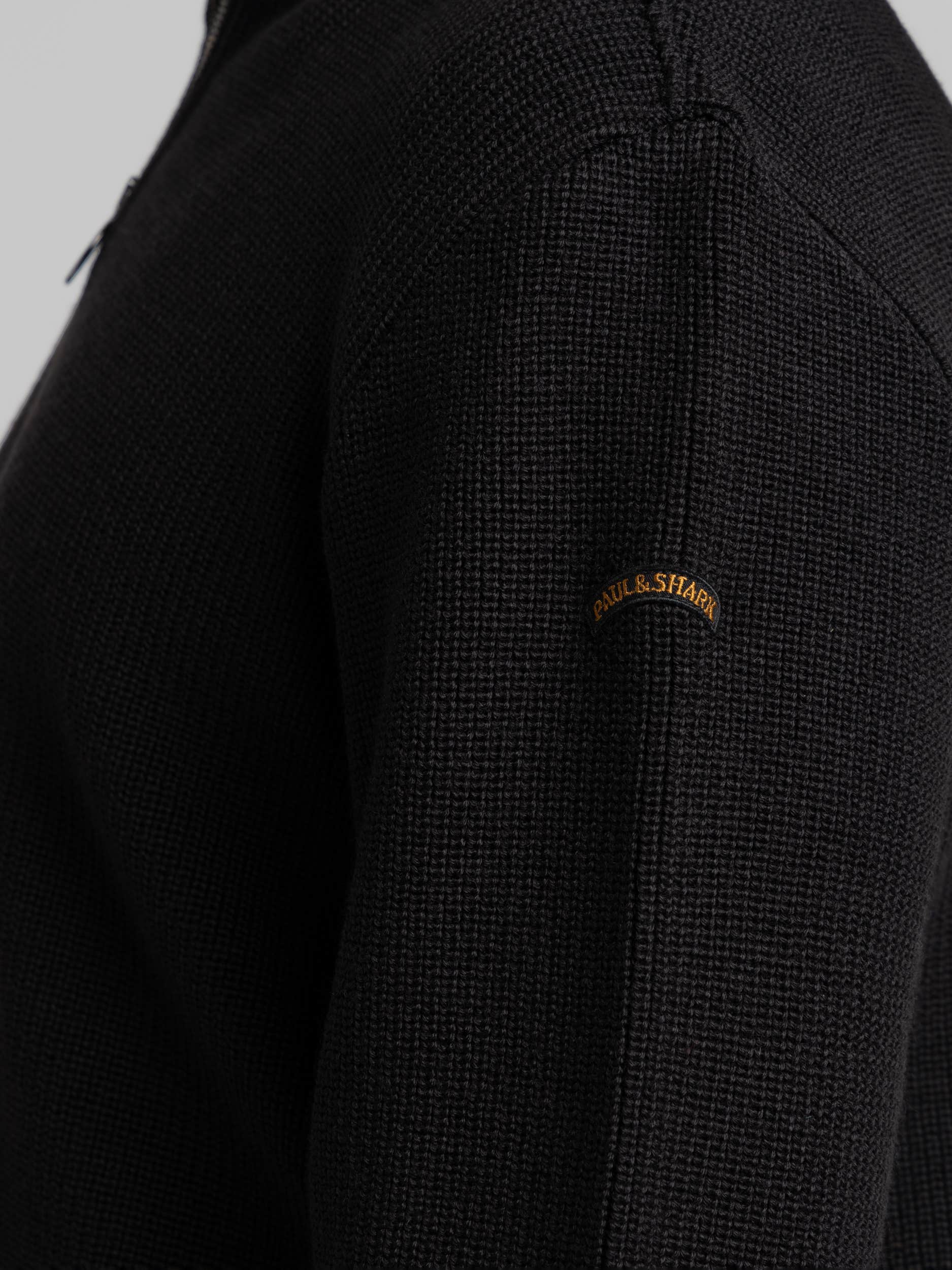 Black Quarter-Zip Ribbed Knit