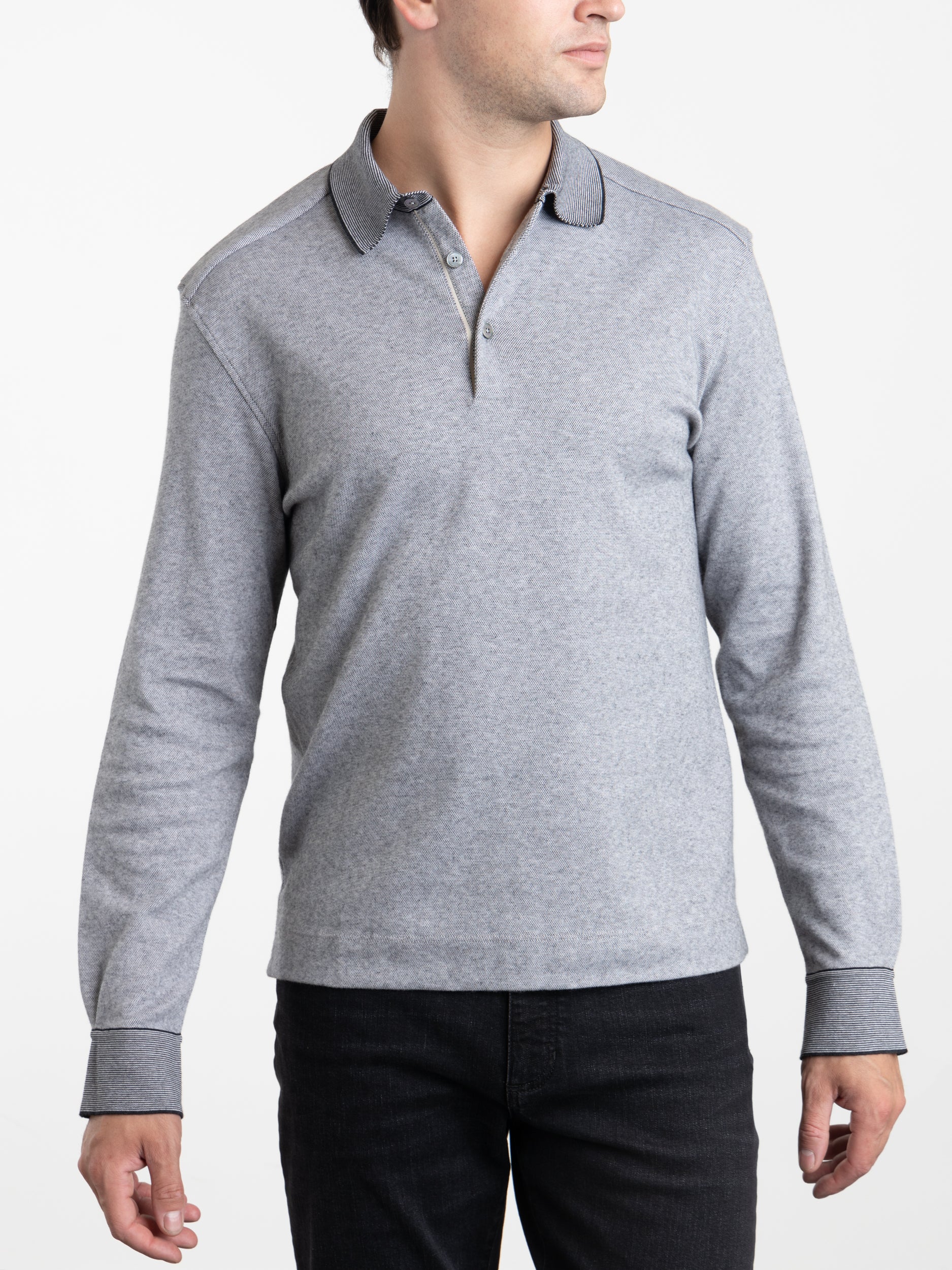 Grey long sleeve polo online