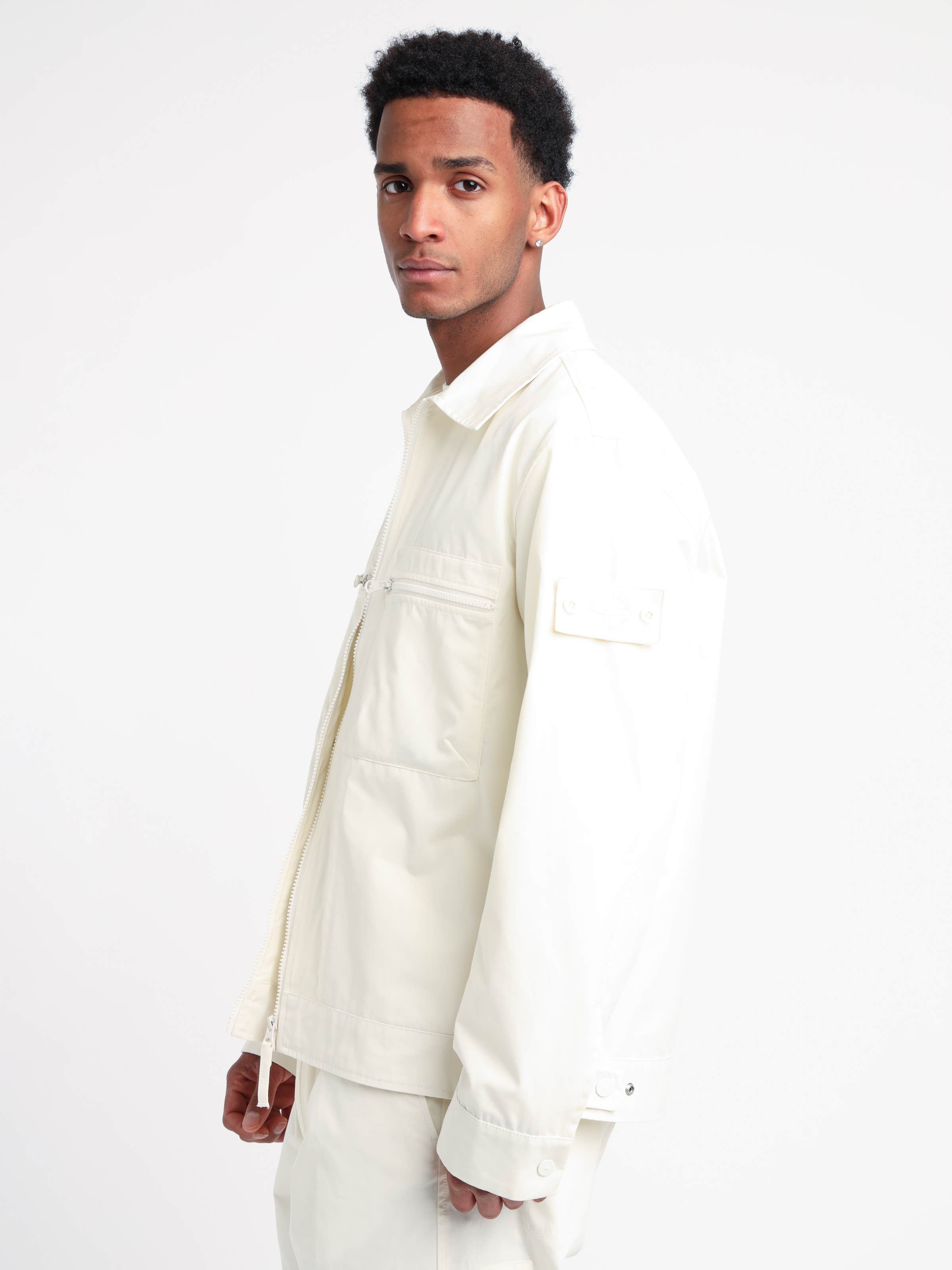 White Weatherproof Cotton Canvas Field Jacket