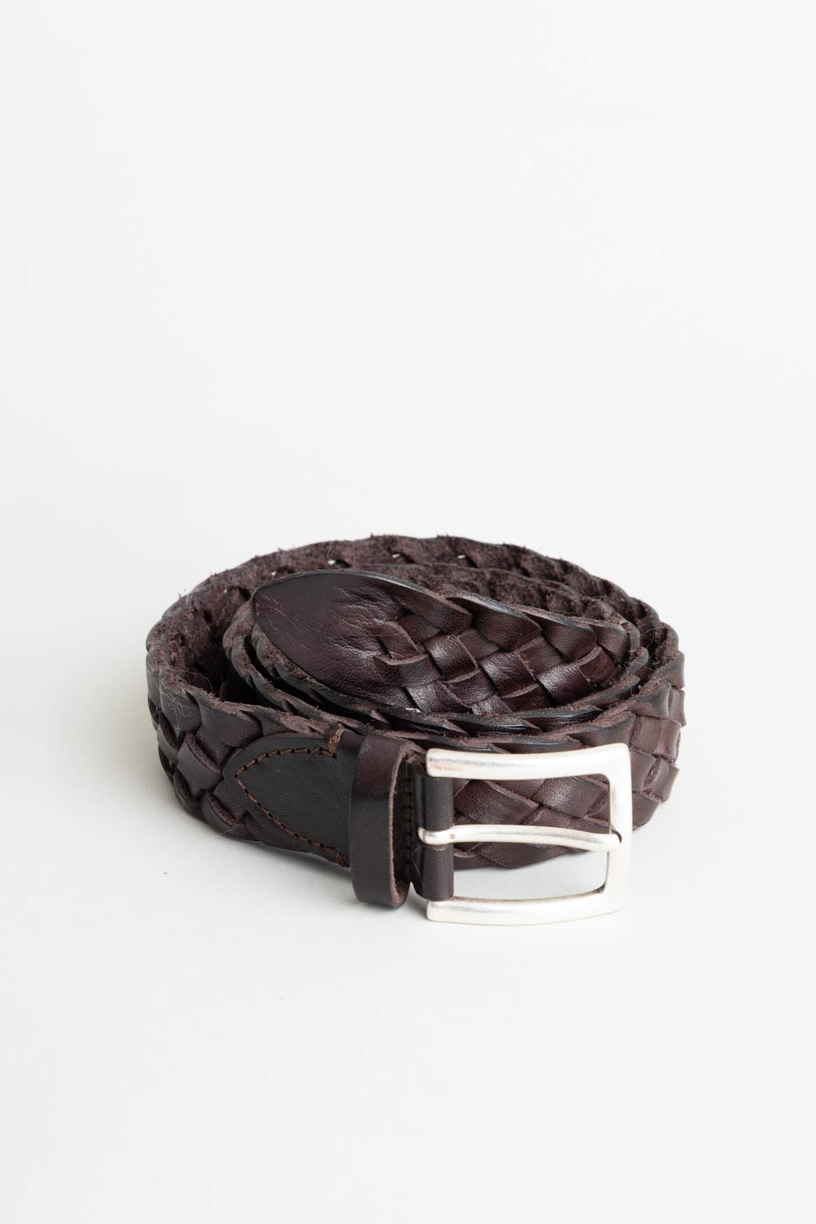 Omega Brown Braided Genuine Leather Belt Size M #8839